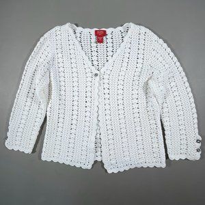 Valerie Stevens Petite White Crochet‎ Sweater Size PS